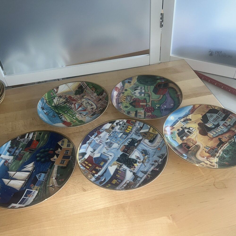 Franklin Mint Steve Klein Folk Art Lot Of 5 Plates